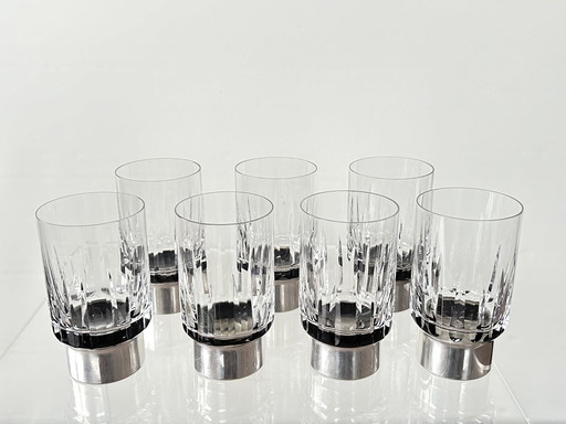  Hermann Bauer Verres à boire Argent Sterling .925 Verre en cristal