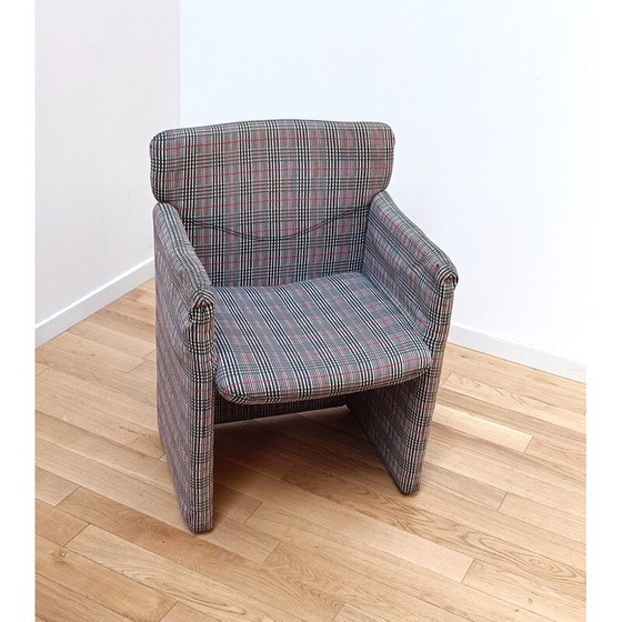 Image 1 of Paire de fauteuils vintage en bois et tissu à carreaux