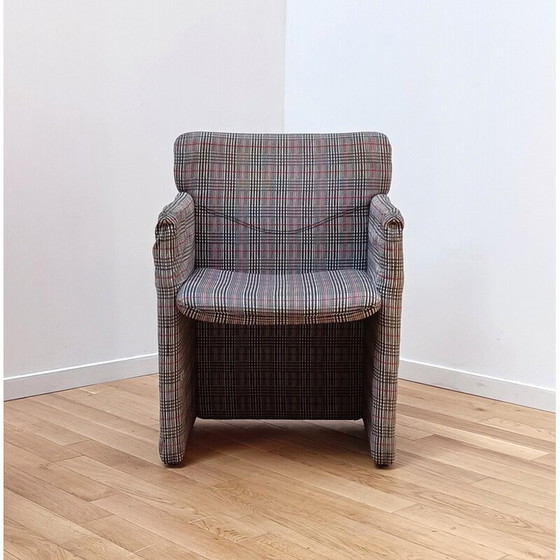 Image 1 of Paire de fauteuils vintage en bois et tissu à carreaux