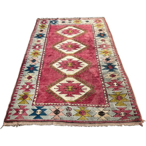 Tapis persan rose vintage, 1970