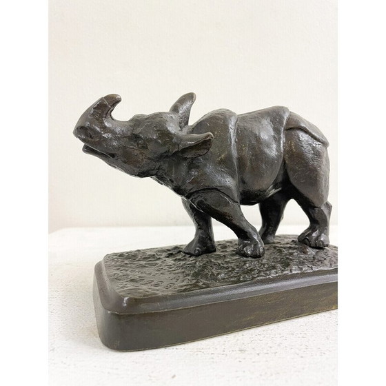 Image 1 of Sculpture vintage de rhinocéros en bronze par Antonio Amorgasti, 1928