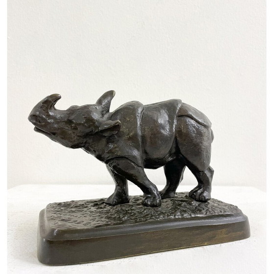 Image 1 of Sculpture vintage de rhinocéros en bronze par Antonio Amorgasti, 1928