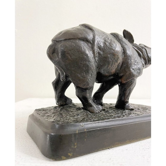 Image 1 of Sculpture vintage de rhinocéros en bronze par Antonio Amorgasti, 1928