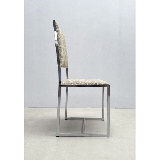 Image 1 of Ensemble de 5 chaises vintage en chrome et tissu bouclé, Italie 1970