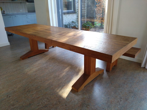 Table de salle à manger Piet Hein Eek Table de cantine avec banc