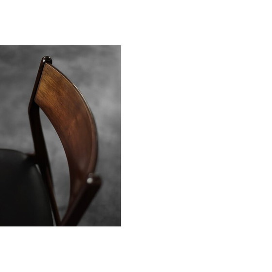 Image 1 of Ensemble de 4 chaises de salle à manger scandinaves vintage en bois de hêtre et palissandre, Danemark années 1960