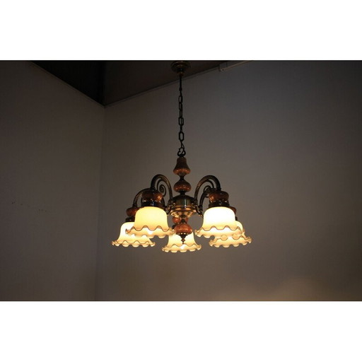 Ensemble de 6 lustres vintage en laiton, Allemagne 1980