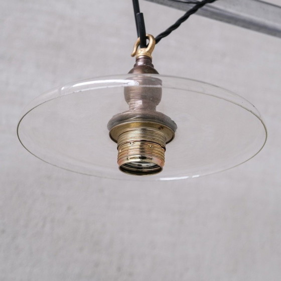 Image 1 of Ensemble de 6 lampes suspendues vintage en laiton et verre, Pays-Bas 1950
