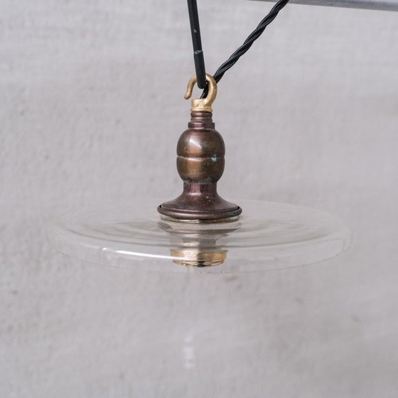 Image 1 of Ensemble de 6 lampes suspendues vintage en laiton et verre, Pays-Bas 1950