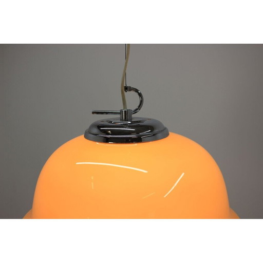 Suspension vintage chromée et patinée, 1980