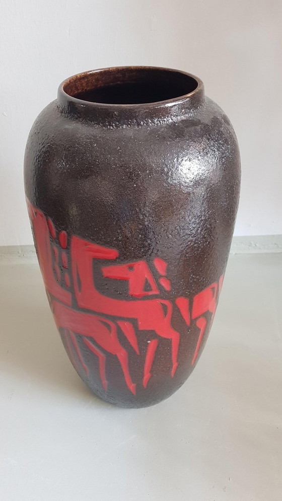 Image 1 of Vase en céramique allemande avec chevaux de Scheurich, années 1960