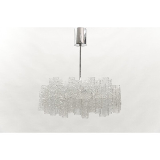 Image 1 of Lustre vintage à 2 niveaux en verre émaillé pour Doria Leuchten, Allemagne 1960