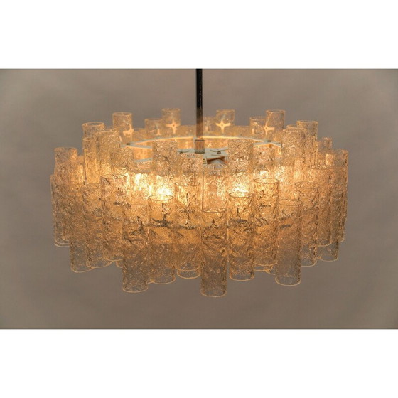 Image 1 of Lustre vintage à 2 niveaux en verre émaillé pour Doria Leuchten, Allemagne 1960