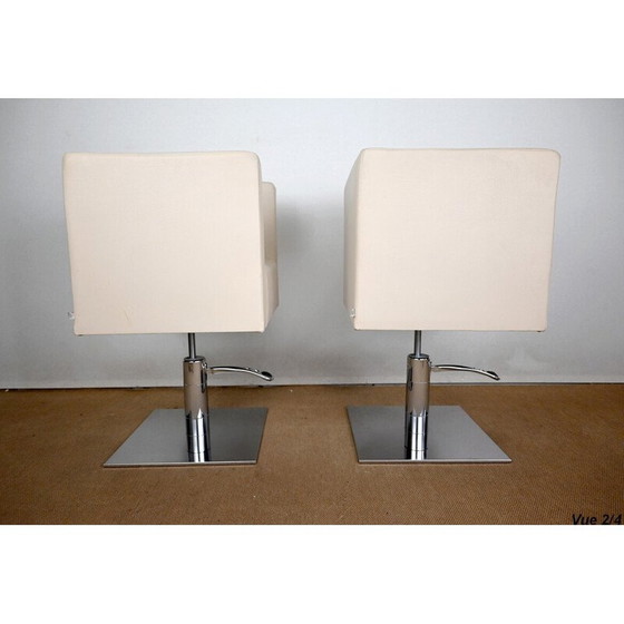 Image 1 of Paire de fauteuils pivotants vintage "Palladium" en simili cuir