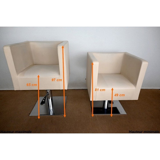 Image 1 of Paire de fauteuils pivotants vintage "Palladium" en simili cuir