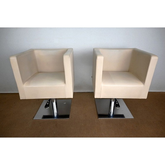 Image 1 of Paire de fauteuils pivotants vintage "Palladium" en simili cuir