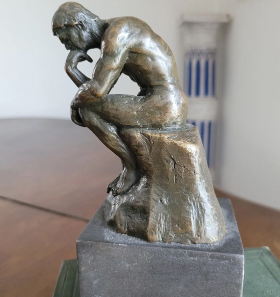 Image 1 of Le Penseur De Rodin - Xix-Xx En Bronze Patiné Sur Socle Marbre 