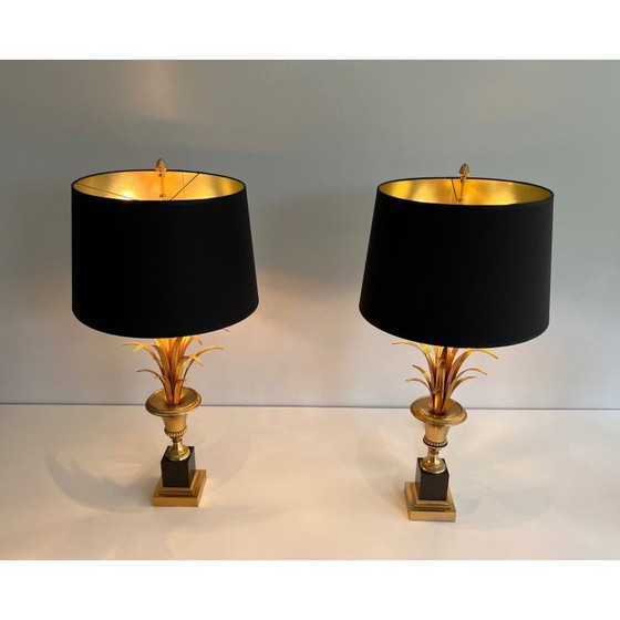 Image 1 of Paire de lampes palmier vintage en chrome et laiton, France 1970