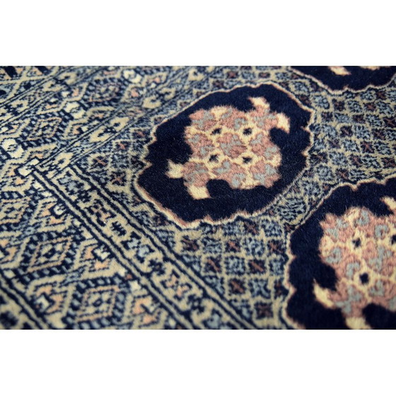 Image 1 of Tapis oriental Bukhara bleu vintage tissé à la main par Ikea, Pakistan 1960