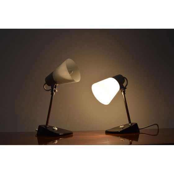 Image 1 of Paire de lampes vintage en verre, céramique et métal, Tchécoslovaquie 1970