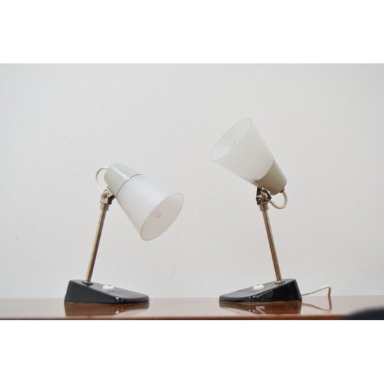 Image 1 of Paire de lampes vintage en verre, céramique et métal, Tchécoslovaquie 1970