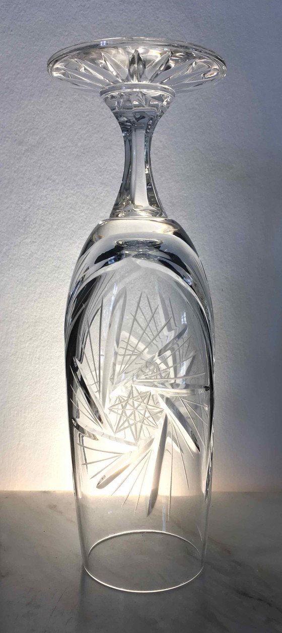 Image 1 of Ensemble De 7 Flûtes À Champagne En Cristal Taillé 