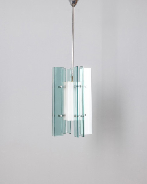 Lustre Vintage 60S en verre et plastique Design Italien