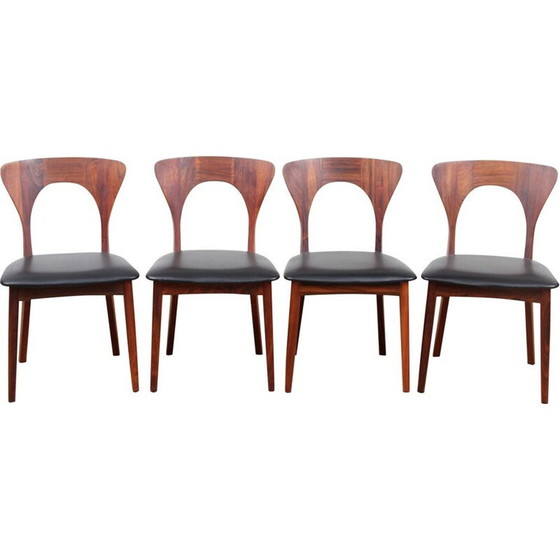 Image 1 of Suite de 4 chaises vintage en palissandre de Rio modèle Peter par Niels Koefoed, 1958