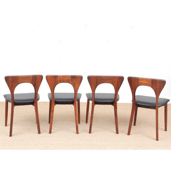 Image 1 of Suite de 4 chaises vintage en palissandre de Rio modèle Peter par Niels Koefoed, 1958