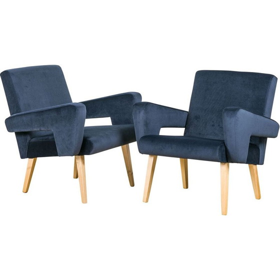 Image 1 of Paire de fauteuils en velours vintage de Jitona, Tchécoslovaquie années 1960