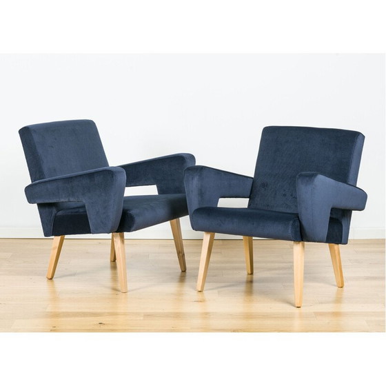 Image 1 of Paire de fauteuils en velours vintage de Jitona, Tchécoslovaquie années 1960
