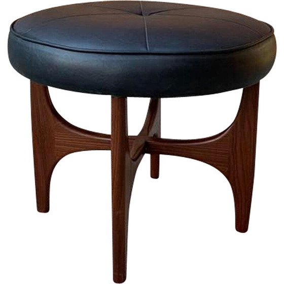 Image 1 of Pouf danois du milieu du siècle en teck et cuir par Kofod Larsen pour G-Plan, années 1960