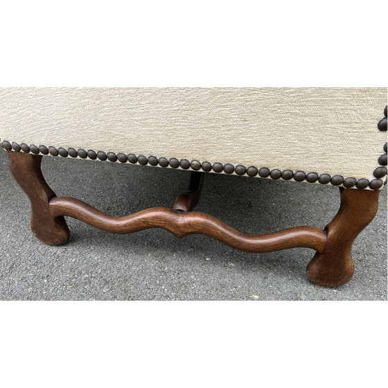 Image 1 of Fauteuil bergère vintage en bois tourné et tissu