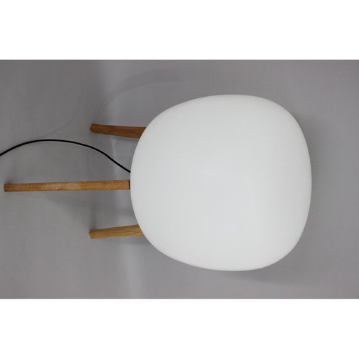 Lampe vintage en verre et bois de chêne, 1970