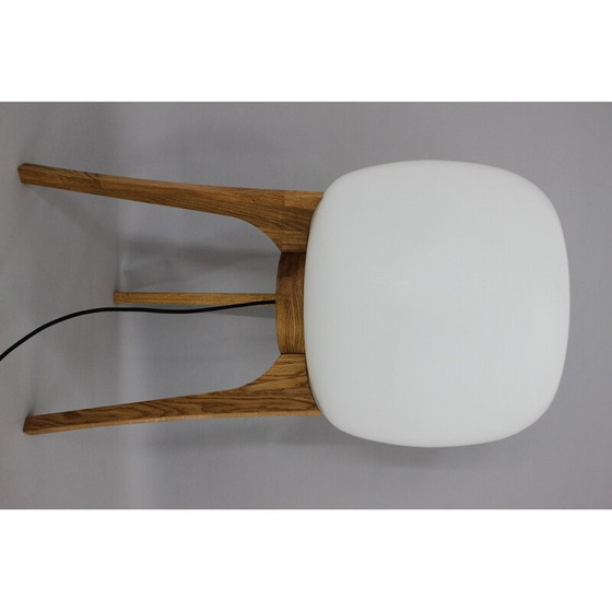 Image 1 of Lampe vintage en verre et bois de chêne, 1970