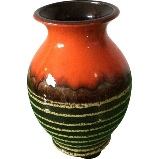 Vase boule orange vintage, Allemagne 1960