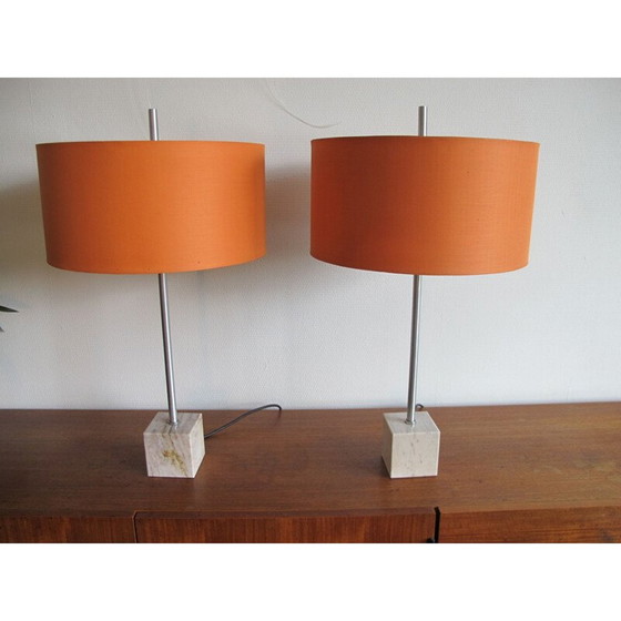 Image 1 of Paire de lampes de table en marbre vintage par Raak, 1960
