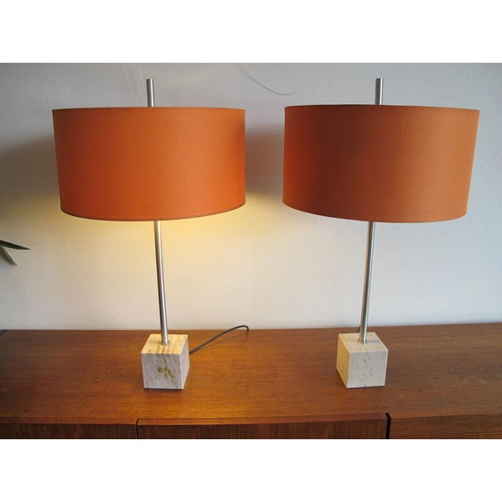 Image 1 of Paire de lampes de table en marbre vintage par Raak, 1960