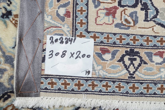 Image 1 of Tapis persan noué à la main original Naïn 9 La avec soie 308 X 200 cm Top condition