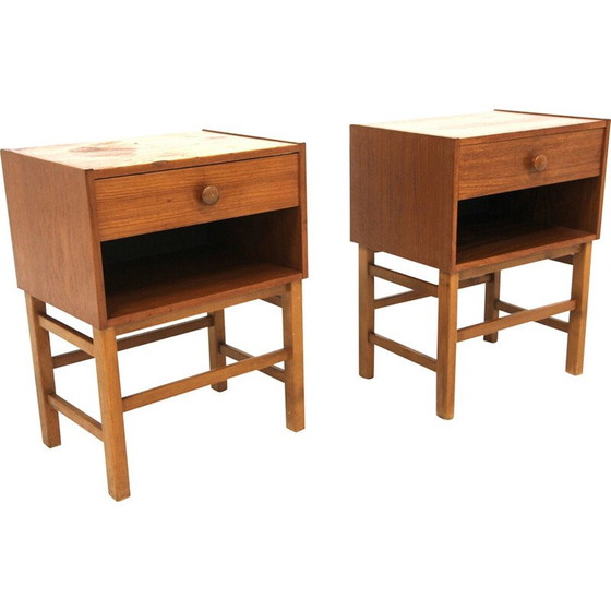 Image 1 of Paire de tables de chevet vintage en teck, Suède 1960
