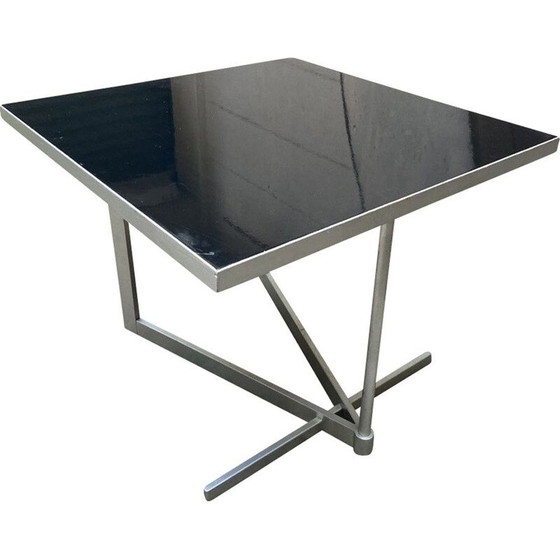 Image 1 of Table basse vintage en aluminium et laque noire, Amérique du Nord 1960