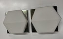 Set Of 2 Vintage Wall Lights Glashütte Limburg Hexagon White Opal Glass With Stainless Steel