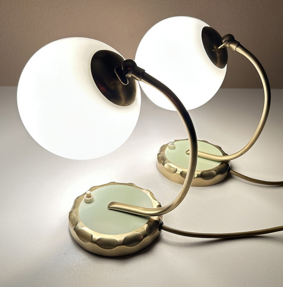 Image 1 of 2X Lampes de table en verre Bauhaus Art Deco