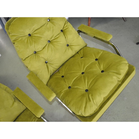 Image 1 of Ensemble canapé et deux fauteuils assortis en tissu - années 1960