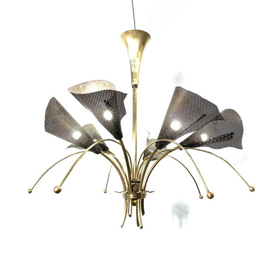 Image 1 of Lampe suspendue vintage en fer forgé par Kobis et Lorence, France 1950