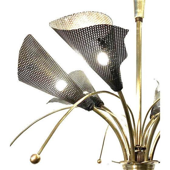 Image 1 of Lampe suspendue vintage en fer forgé par Kobis et Lorence, France 1950