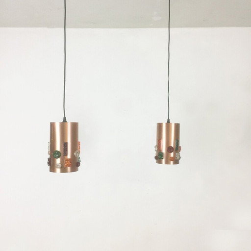 Ensemble de 2 lampes suspendues en cuivre, Allemagne - années 1970