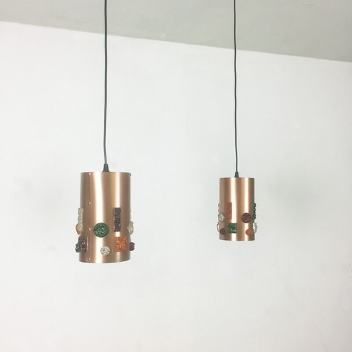 Ensemble de 2 lampes suspendues en cuivre, Allemagne - années 1970