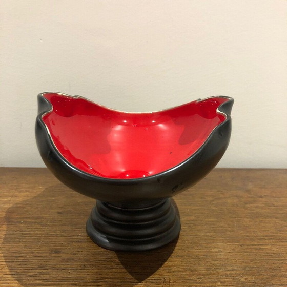 Image 1 of Plateau de poche vintage en céramique noire et rouge, 1950