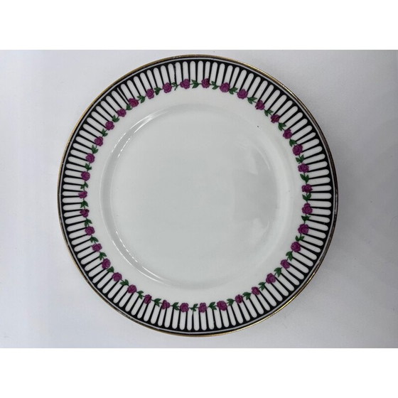 Image 1 of Ensemble de 8 assiettes art déco vintage avec un plat par Chabrol et Poirier, 1920